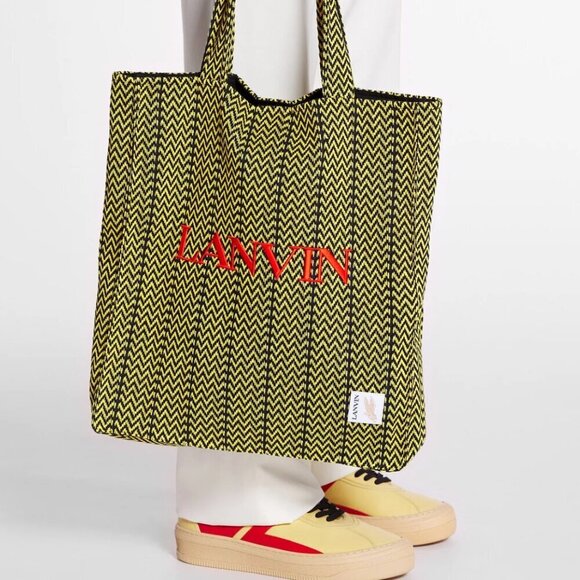 Lanvin X future Curb Cotton Tote Bag, Yellow and Black - Picture 10 of 15